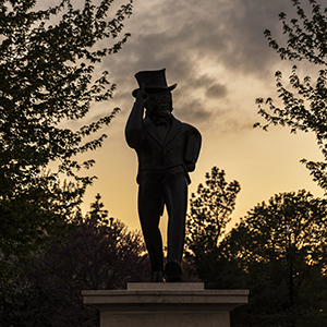 Ichabod statue in evening light
