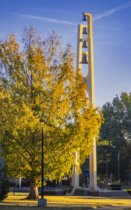 Kuehne Bell Tower in the fall