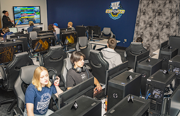 Students in the Esports and Gaming Lounge