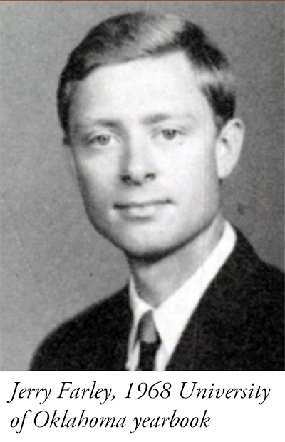 Jerry Farley headshot in the 1968 University of Oklahoma yearbook