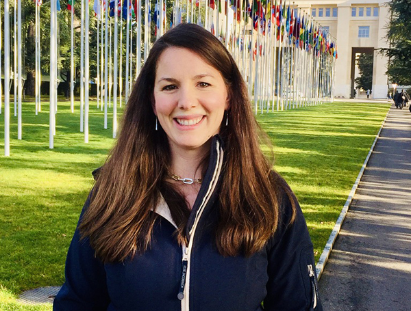 Jessica Dorsey, ’08, outside of the United Nations in Geneva. Photo submitted 
